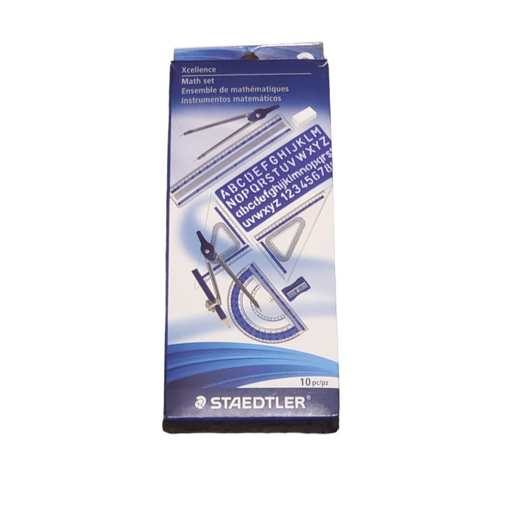 Staedtler 2015 Xcellence Math Set School Supply Compass Stencil Protractor NEW